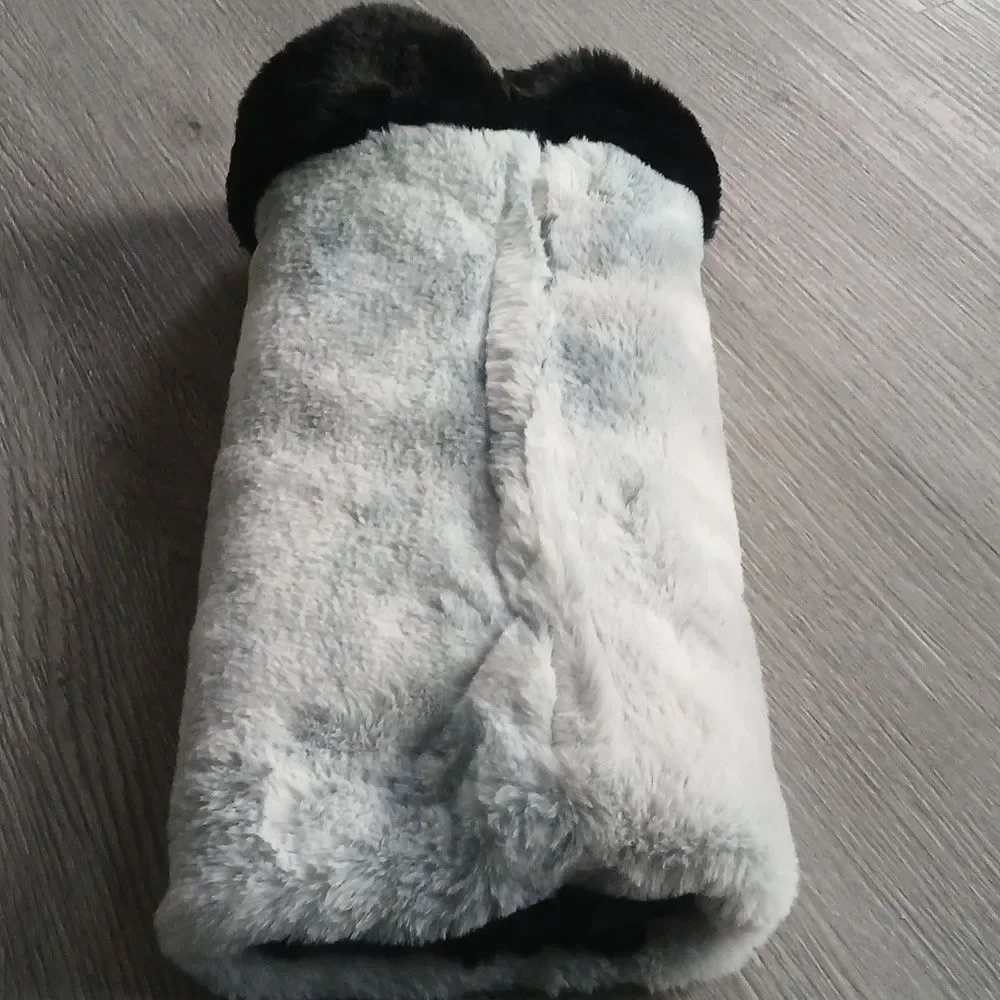 Elegant Black Faux Fur hand muff hand warmer 14
